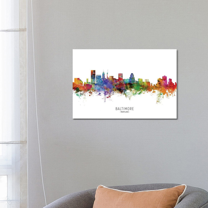 Baltimore Maryland Skyline by Michael Tompsett - Wrapped Canvas Print, 66.04 cm H x 45.72 cm W x 3.175 cm D