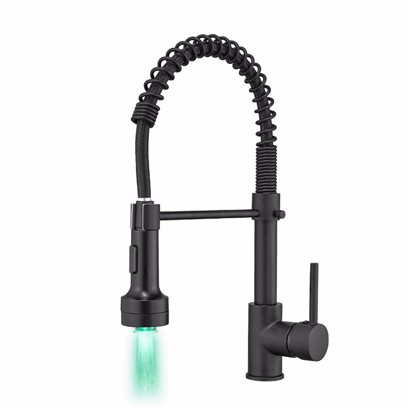 Kitchen Faucet With Pull Down Sprayer, Single Handle Single Lever Kitchen Sink Faucet, Black