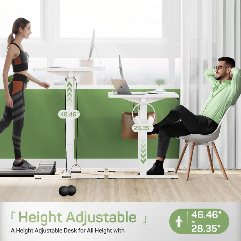Electric Standing Desk, Memory Controller Height Adjustment Ergonomic Computer Table for Home Office, White