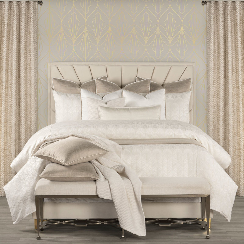 At The Gate Art Deco Duvet Cover & Insert Set, King Duvet Cover & Insert + 10 Additional Pieces, Pearl