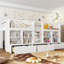 Lit mezzanine bas simple blanc avec rangement pour et articles essentiels, rideau, tableau noir, lit idéal pour chambres à coucher, blanc, tablettes à plusieurs rangements, aucun sommier requis-130155586-130155587