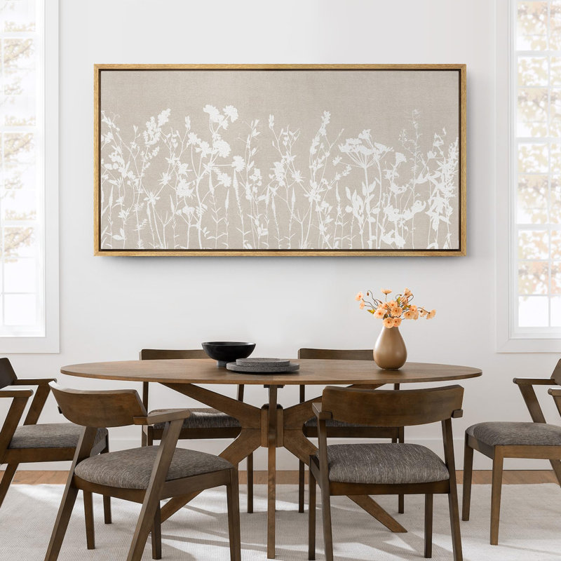 Vibrant Wildflower " Delicate Wildflowers Floral Botanical Silhouette Modern Art Mnimalist Neutral Extra Large Pictures "