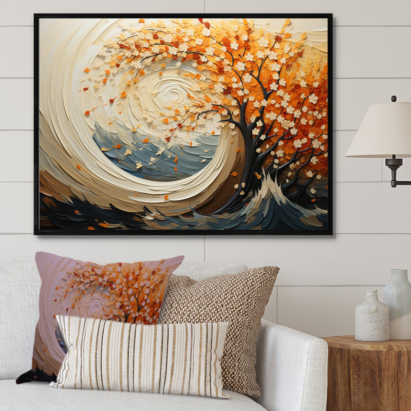 Karmas Wheat Whirl Meadow II, Cadre flottant noir, 30" H x 40" W