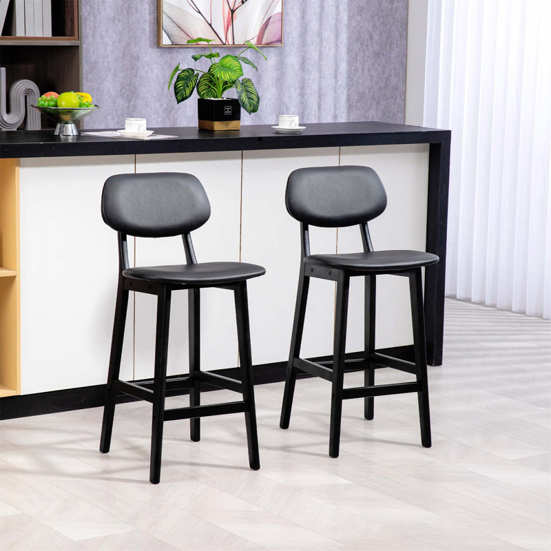 Bigvai Counter Stool with Solid Wood Frame, Black