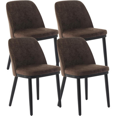 Ensemble de 4 chaises de salle à manger rembourrées, chaises de cuisine modernes avec coussins épais et pieds en bois pour le restaurant
