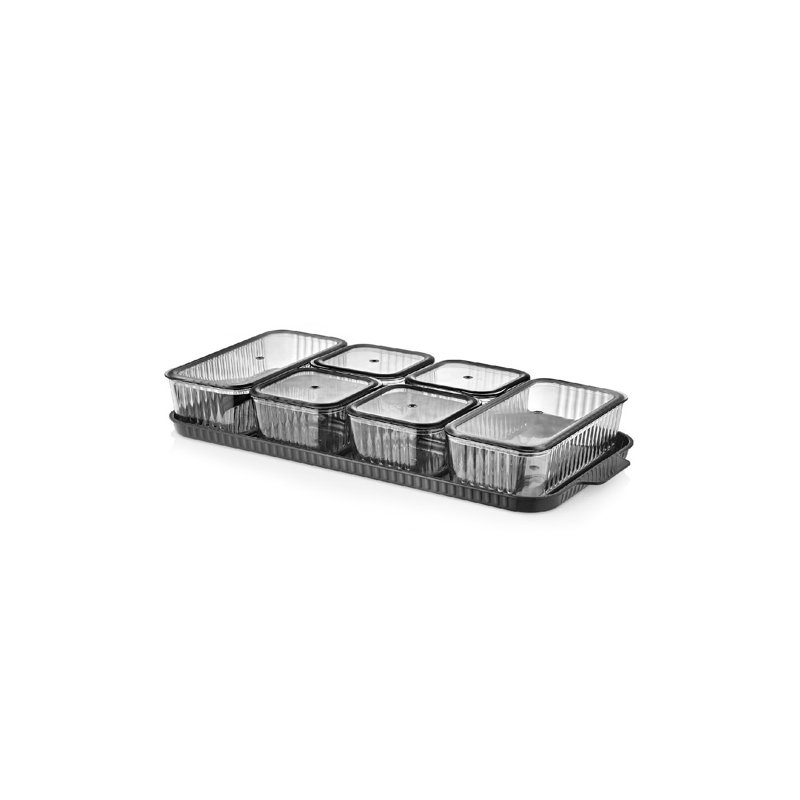 Premium 13-Piece Storage Box Set, Anthracite PLEXIGLASS | Includes 6 Bowls (5.9 in, 10.1 fl oz), 6 Lids (3.3 in), 1 Tray | Durable, Stylish Organization for Home & Office | Not Dishwasher or Microwave Safe