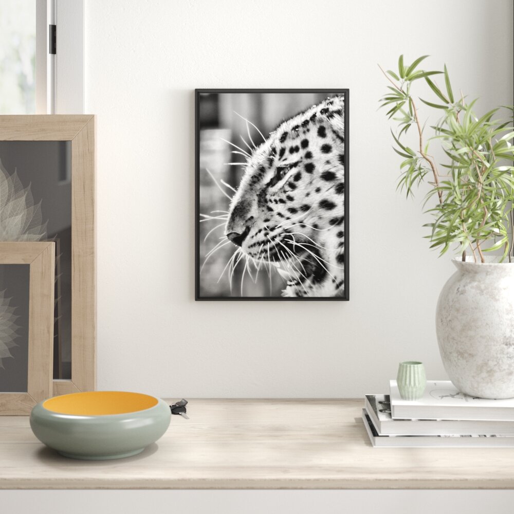 Gerahmtes Wandbild brüllender Leopard