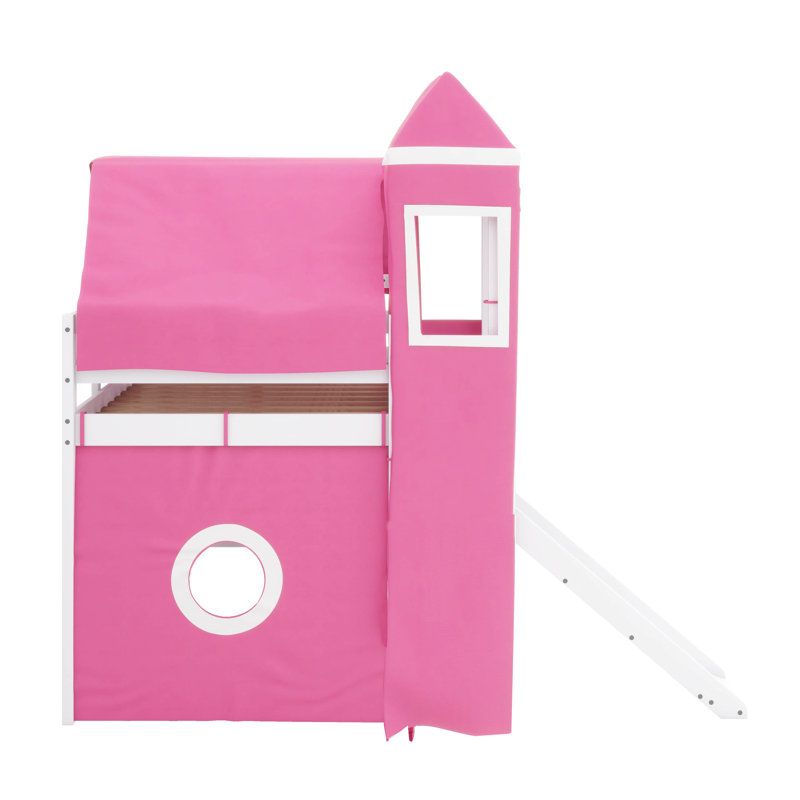 Lit mezzanine avec tente et tour, Double, Rose