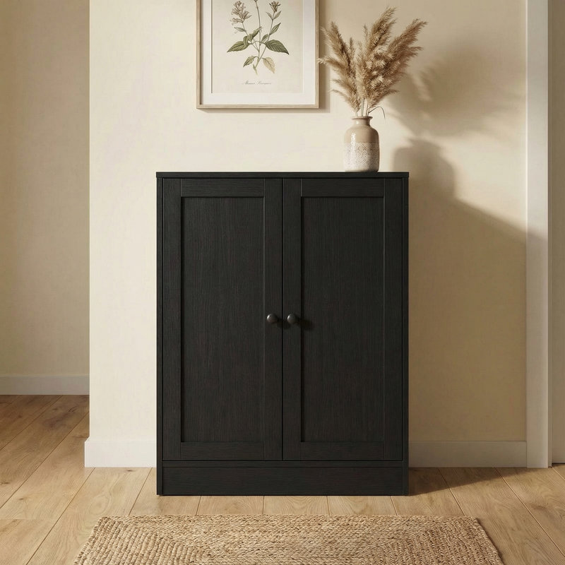 31.5"H X 23.6"W X 15.8"D 2 Door Accent Cabinet, Black