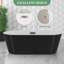Baignoire autoportante en acrylique avec résine robuste - Trempette profonde autonome, drain et trop-plein chromés, confort ergonomique moderne (59 po, noir et blanc)-128676393