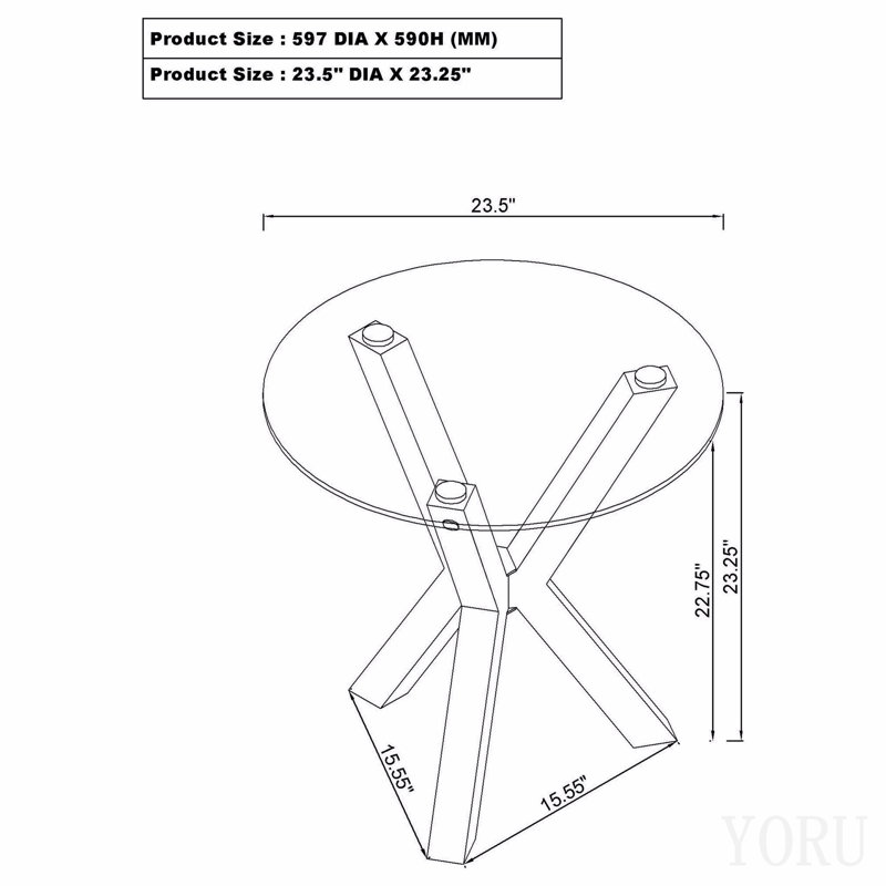 Table d'appoint chromée ronde en verre trempé