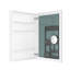 Armoire de salle de bain 24 po x 36 po, bords de miroir biseautés, porte ouverte à droite, rangement spacieux, bois d'ingénierie, reflet transparent, porte de rangement blanche, espace, bois