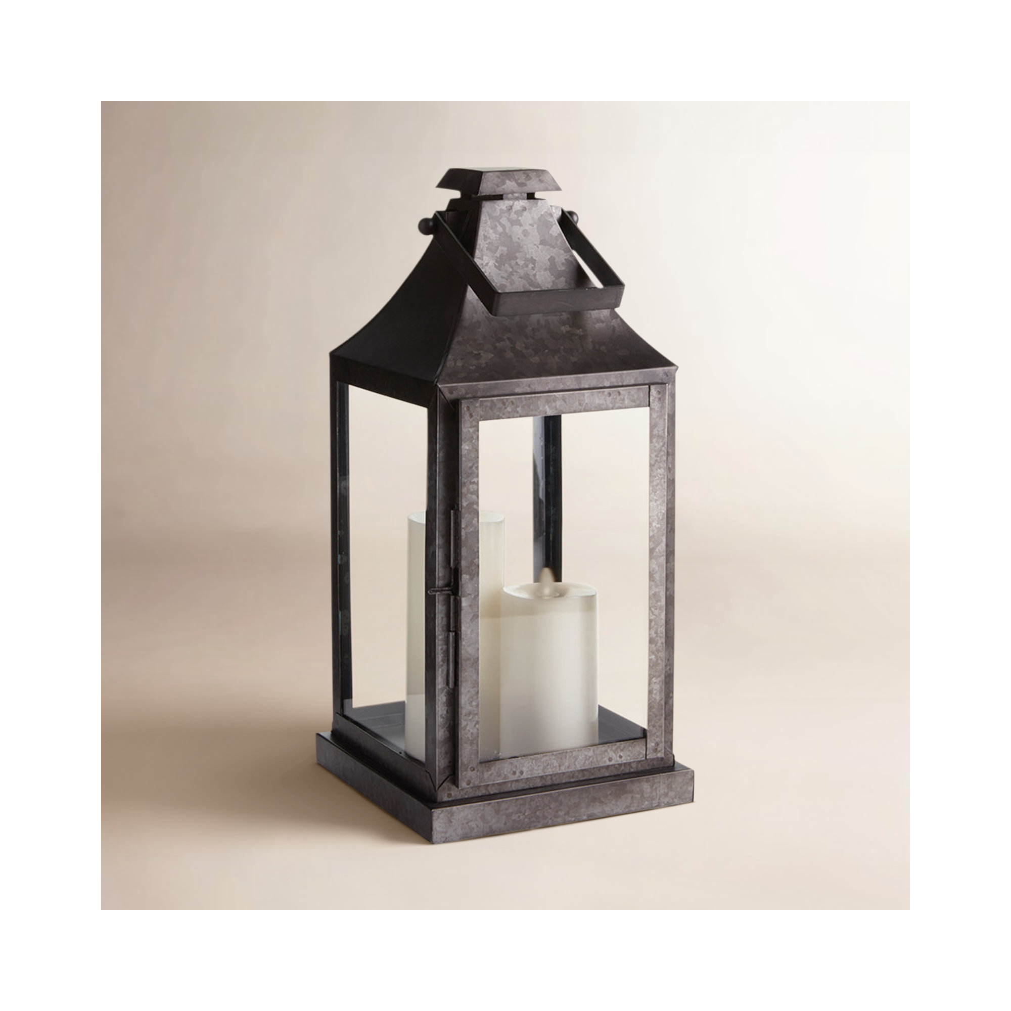 Sahni Stainless Steel Floor Lantern, 19" H x 8.75" W x 8.75" D