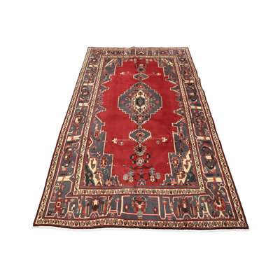 Durgabai One-of-a-Kind 6'7'' X 10'8'' 1980s Wool Area Rug Red
