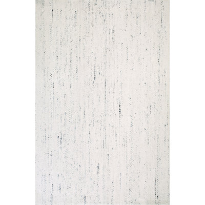 Tapis gris en laine noué à la main de conception unique 6 pi x 9 pi