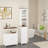 Tall Bathroom Storage Cabinet With Reversible Door, Freestanding Linen Tower With Open Shelves And Enclosed Cabinet, Narrow Floor Cabinet Organizer For Bathroom, Laundry Room Or Small Spaces – White