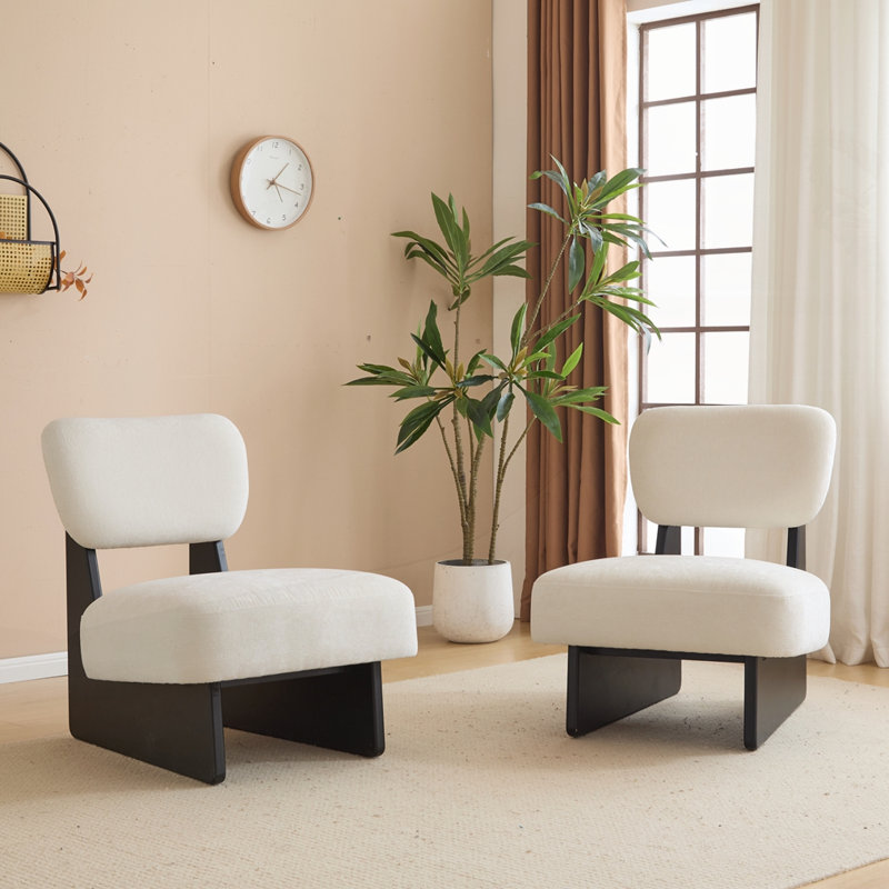 Ensemble de 2 chaises longues modernes, Noir, Beige