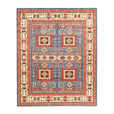 Tapis Kazak noué à la main Isabelline - 8 pi x 10 pi