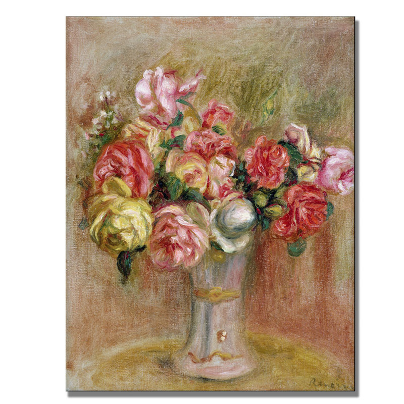 "Roses in a Sevres vase" par Pierre-Auguste Renoir, reproduction d'art sur toile tendue, H 24 po x l 18 po x P 2 po