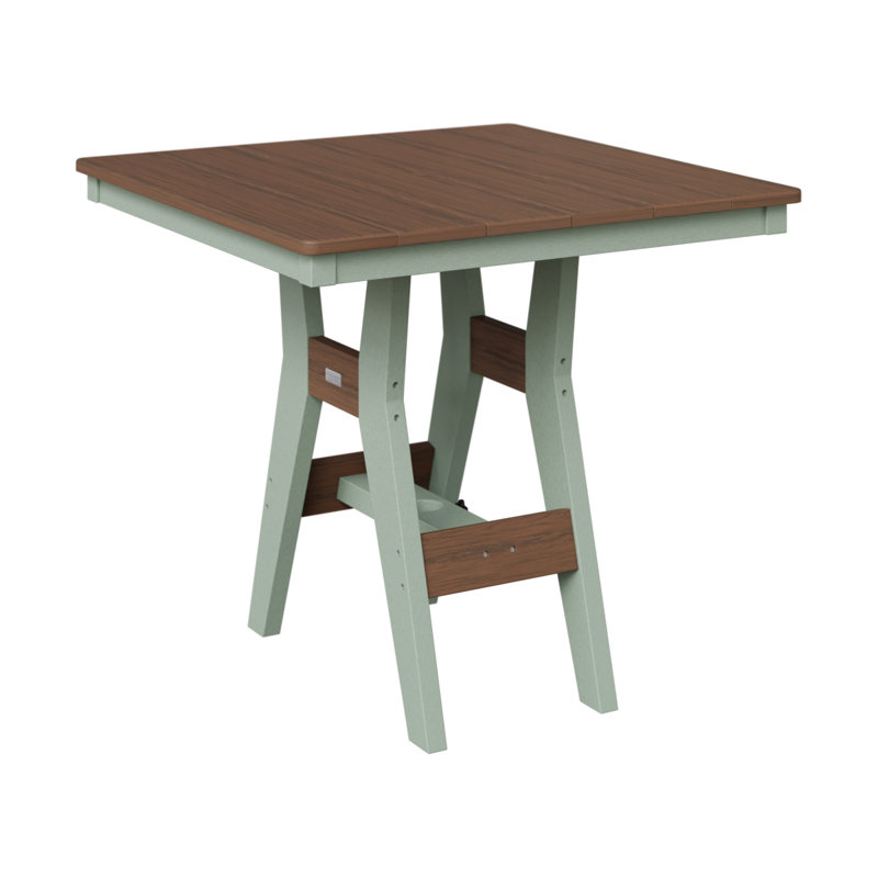 Harbor Outdoor Square Dining Table, 30.37" H x 33" W x 33" D, Brazilian Walnut, Seafoam