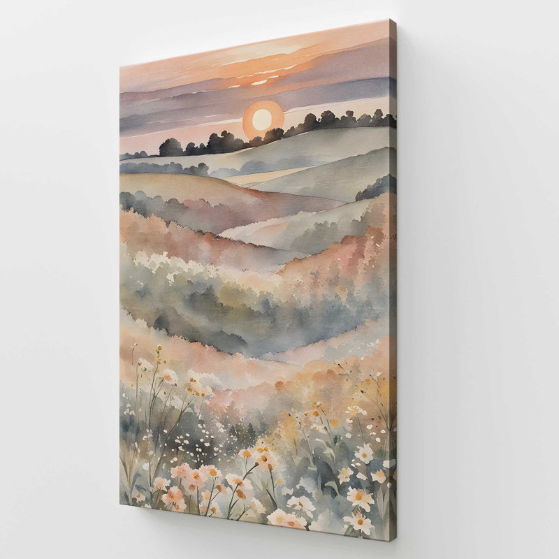 «Sunset in Blooming Valley I», toile roulée, Toile tendue, H 54 po x l 36 po x P 1,25 po
