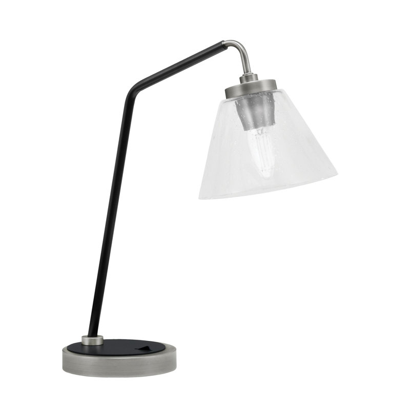 Lampe de bureau en acier inoxydable Atul, Graphite / noir mat, Blanc