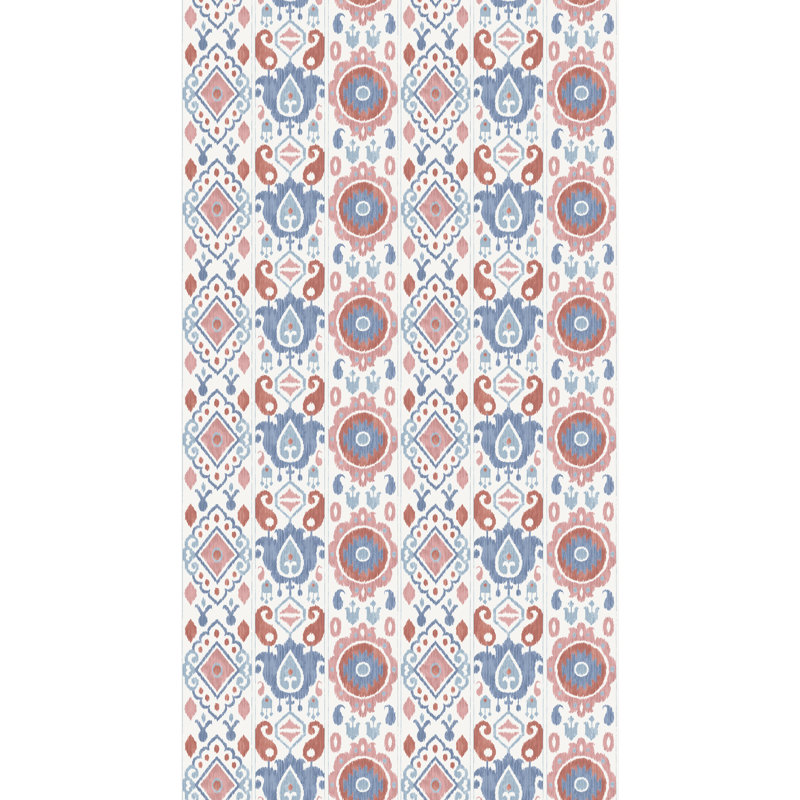 Elizia Ikat Wallpaper, Rose & Indigo