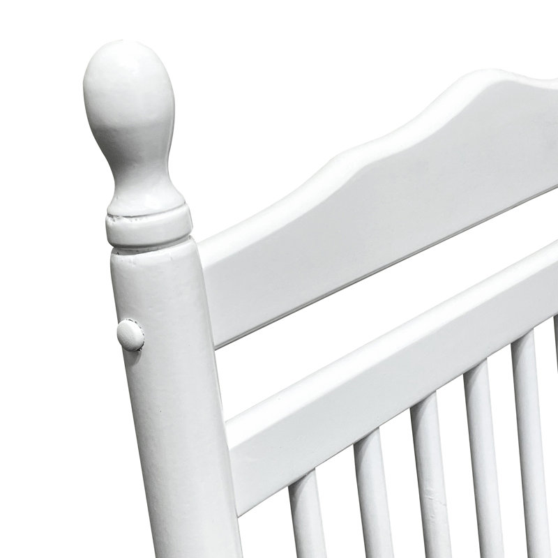 Chaise berçante balcon en blanc - bois franc massif, assise et accoudoirs larges et confortables, dossier solide, assemblage facile requis, limite de poids de 280 lb pour adulte pour les espaces extérieurs sur le porche, bois franc