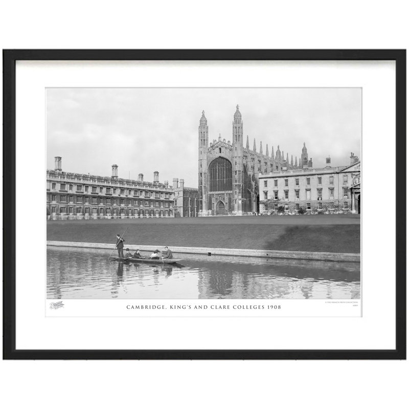 Cambridge, King's And Clare Colleges 1908 by Francis Frith - Single Picture Frame Print, 40cm H x 50cm W x 2.3cm D