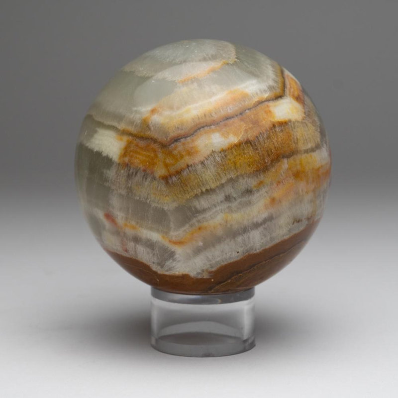 Polished Polychrome Sphere from Madagascar, 2.75" H x 2.75" W x 2.75" D, Gray/Black