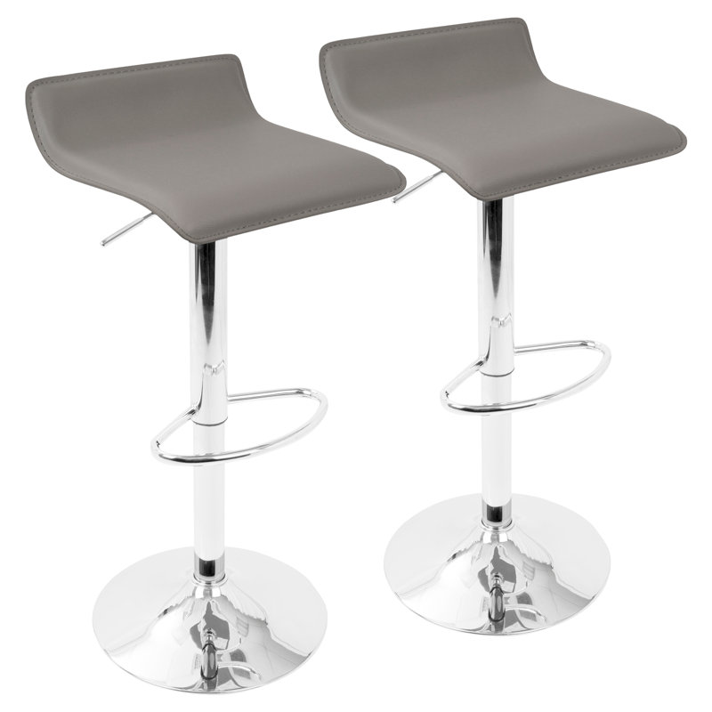 Tabouret de bar réglable Ale en cuir synthétique gris par Lumisource - ensemble de 2, Gris
