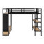 Structure de lit mezzanine avec garde-robe, lit mezzanine en métal avec tablettes de rangement et panneau perforé