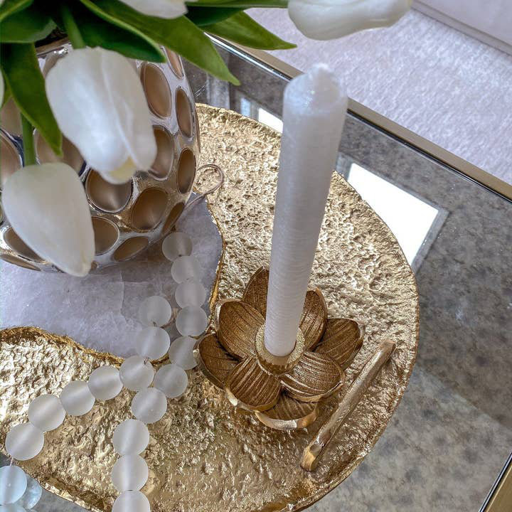 Gold Flower Tea Light Holder