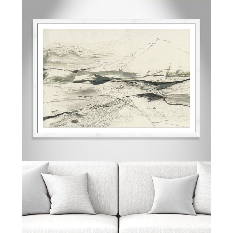 " Green Sketches " by PI Studio, Blanc, H 39 po x l 55 po x P 1,25 po, Cadre blanc en forme de cube blanc