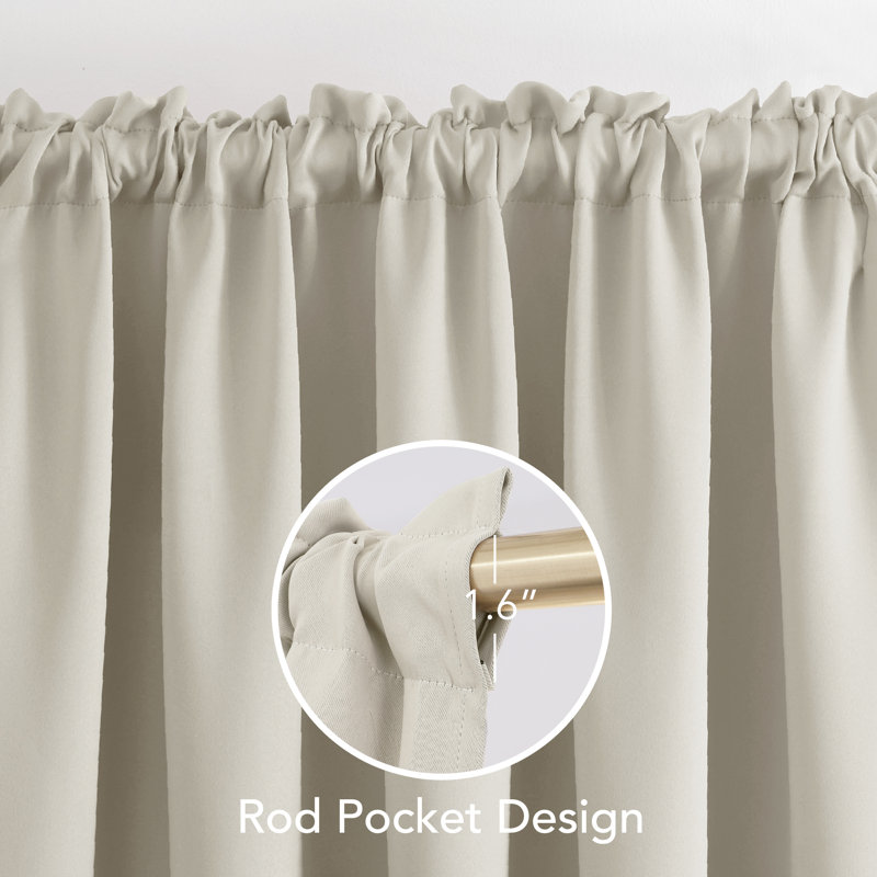 Harlowe Room Darkening Curtain Pair, 38" W x 84" L, Light Beige