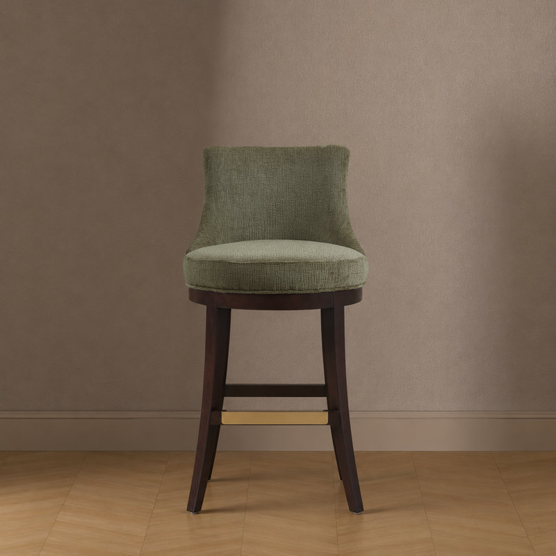 Tabouret de bar en chenille Lucia, Tabouret de bar (siège d'une hauteur de 29,4 po), Vert feuille, 1