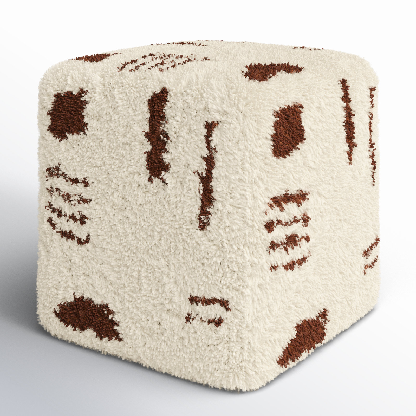 Tuaca Upholstered Pouf, Cream Boucle