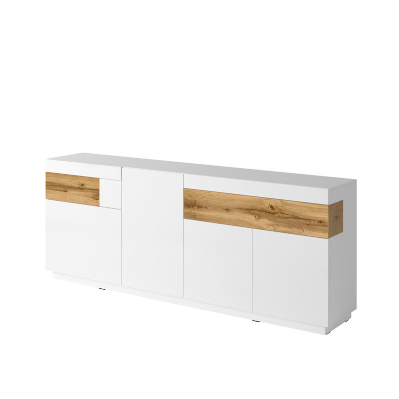 Holst 219cm Sideboard, White Gloss / Wotan Oak