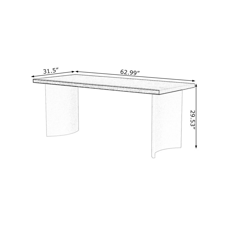 Bureau rectangulaire en bois massif noir, H 29,53 po x l 62,99 po x P 31,50 po
