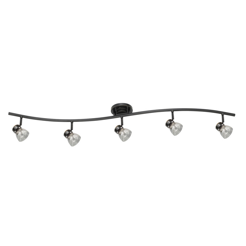 Ensemble d'éclairage sur rail 5 lumières 5 lumières R8000-5l-dbclb, Transparent, Noir
