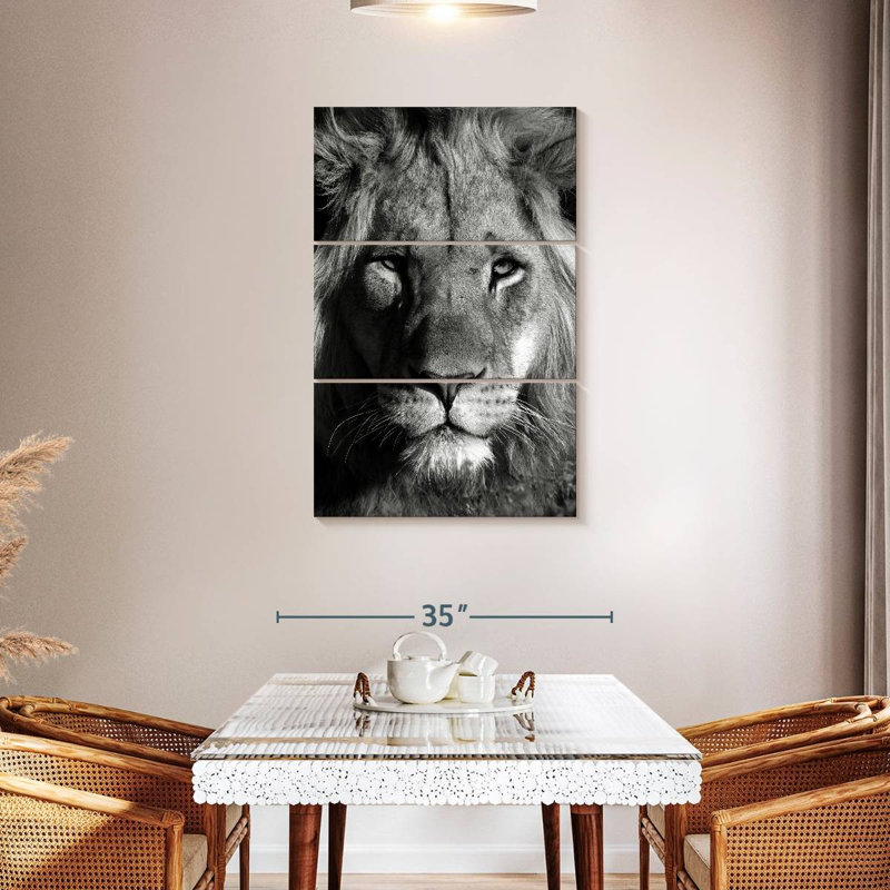 Brampt Monochromatic Lion Head, 45" H x 28" W