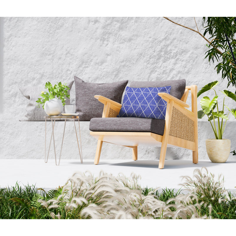 Polyester Lumbar Rectangular Indoor/Outdoor Pillow Cover & Insert, Navy Blue