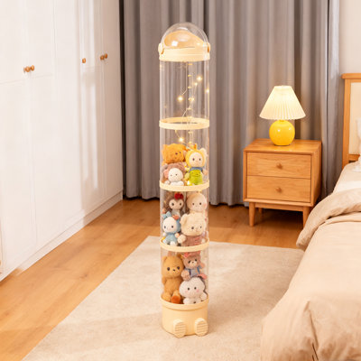 Vertical Clear Plastic Toy Storage Tube Organiser with String Light