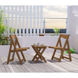 Foldable Small Table and Chair Set with 2 Chairs and Rectangular Table