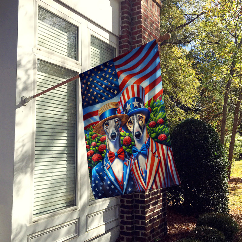 Drapeau «All American House», Étoile bleue / lévrier à rayures rouges