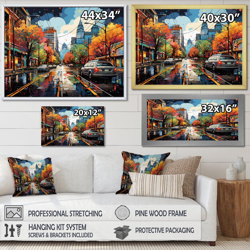 Manrico City Nashville Popart II - impression, H 34 po x l 44 po x P 1,5 po, Toile tendue