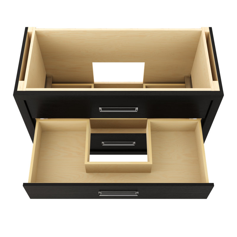 Avalon Three-Drawer Single Bath Vanity, Classic Black, 48", Polished Chrome