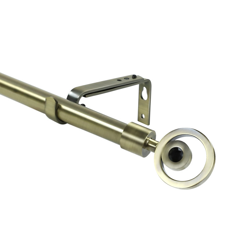 Dipietro Adjustable Single Curtain Rod, 1" H x 48" W x 1" D, Antique Brass