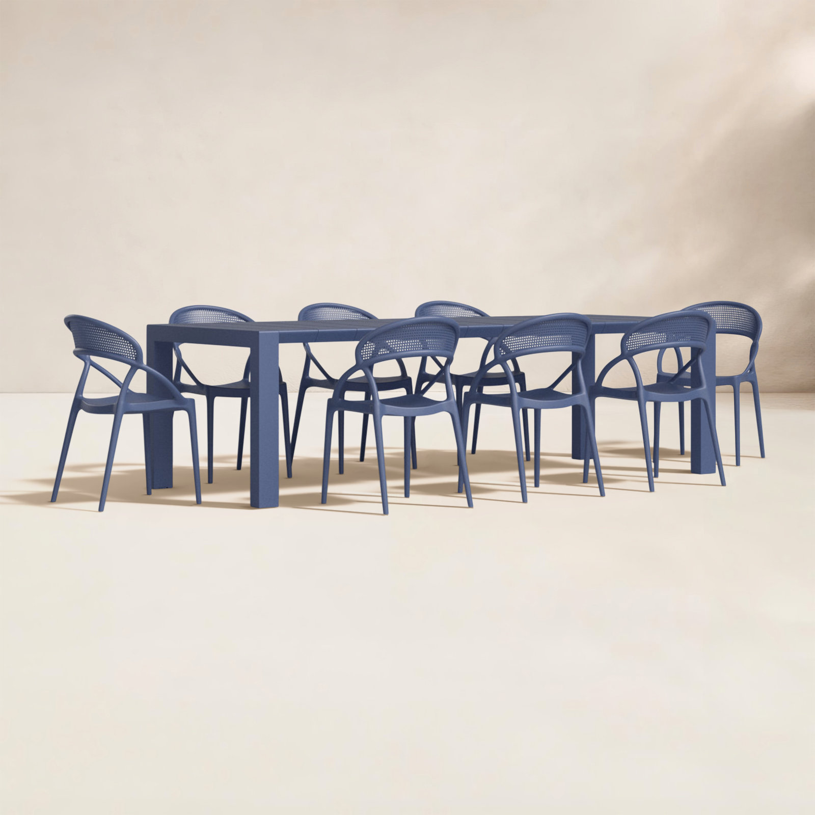 Farrah 118" Patio Dining Set, Dark Gray