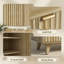 Buffet moderne cannelé avec tablettes réglables et pieds en bois massif - finition chêne, solution de rangement de 55,1 po-1513109744